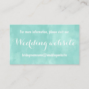 Moderne Hochzeitswebsite Aqua Green Begleitkarte