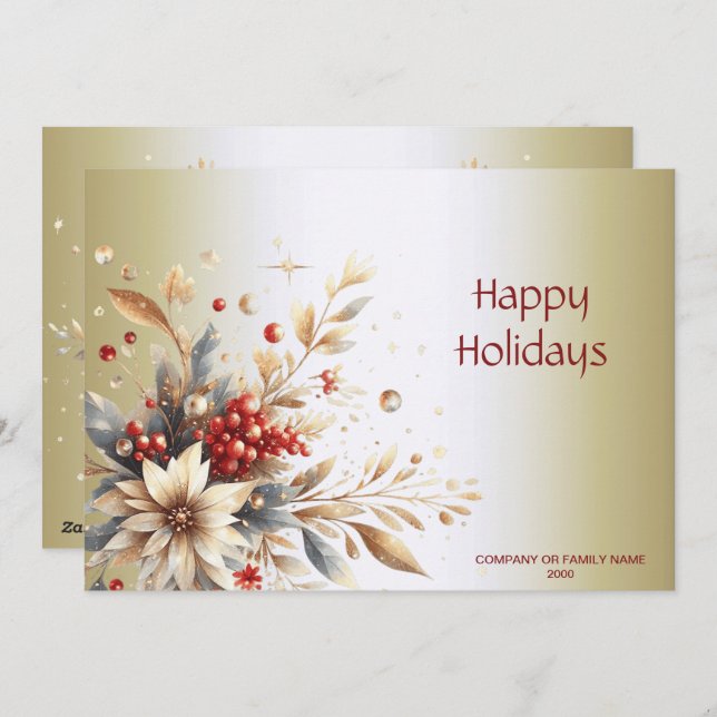 Moderne Holiday Blume Feiertagskarte (Vorne/Hinten)