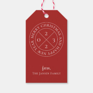 Moderne Holiday Logo Festival Red Gift Tags Geschenkanhänger