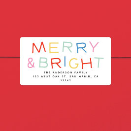 Moderne Holiday Merry & Bright Rücksendeadresse Adressaufkleber