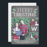 Moderne Hollies Sammlung Feiertagskarte<br><div class="desc">Diese 3 Foto Weihnachtskarte kennzeichnet ein Monogramm und ein einfaches und süßes Gefühl,  alle auf einem Tafelhintergrund.</div>