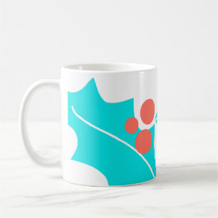 Moderne Holly Berry Tasse Türkis und Korallen