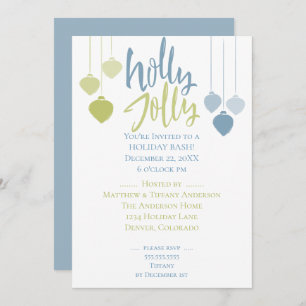 Moderne Holly Jolly Minimalistisch Holiday Baubles Einladung
