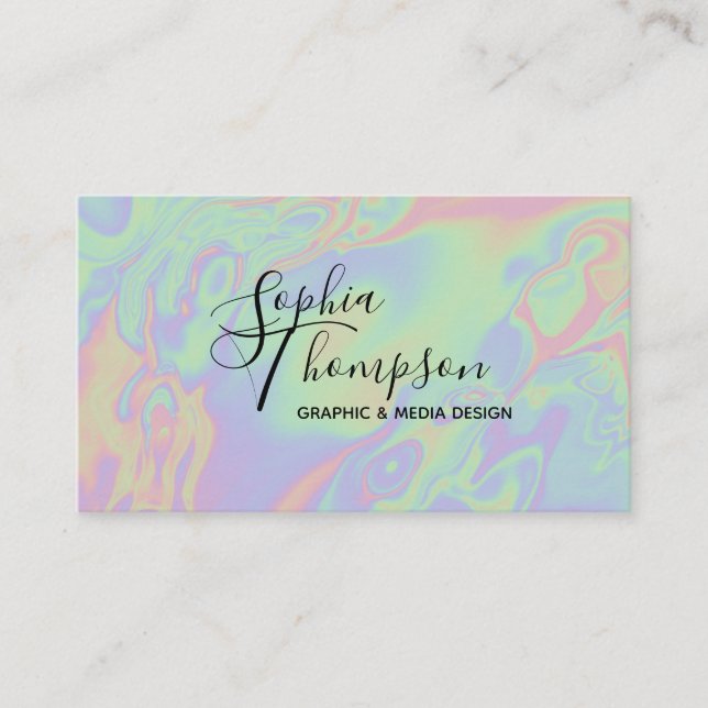 Moderne Holografie Rainbow Pastel Visitenkarte (Vorderseite)