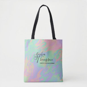 Moderne Holografie-Script Rainbow Pastel Tote Bag