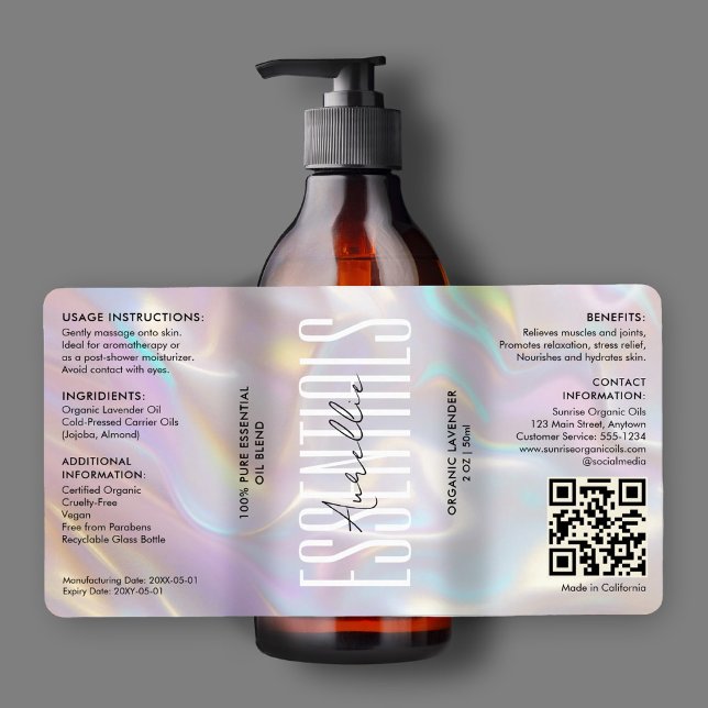 Moderne holografische Beauty Bath Body Kosmetische (Modern Holographic Beauty Bath Body Cosmetic QR Label
)