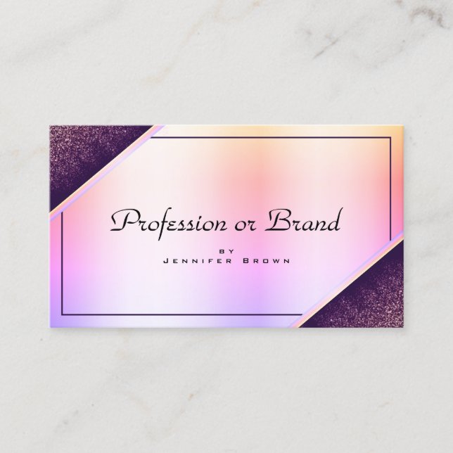 Moderne, holografische Effekte Lila Farbtöne Visitenkarte (Vorderseite)