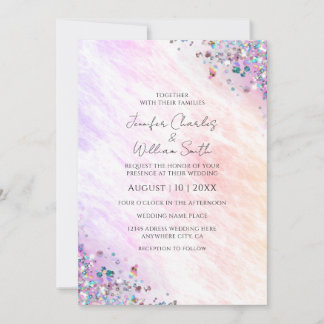 Moderne holografische Glitzer Glitzern Aquarell Einladung