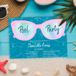 Moderne holografische Party-Brille Sweet 16 Einladung<br><div class="desc">Moderne Party holografische Gläser Sweet 16 mit niedlichen und schicken trendigen rosa und holografische Sonnenbrille auf einem Wasserboden,  kann die Farbe geändert werden. Eine lustige und coole Party Einladung</div>