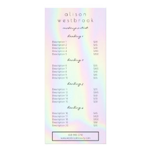 Moderne holografische Pastell Glam Salon Service M Werbekarte
