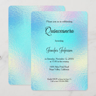 Moderne holografische Quinceanera-Einladung Einladung