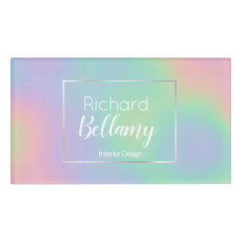 Moderne Holografische Regenbogeneffekte Metallrahm Namenschild