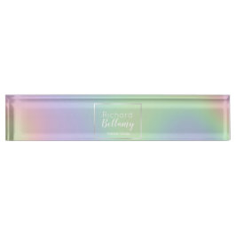 Moderne Holografische Regenbogeneffekte Metallrahm Namensplakette