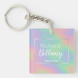 Moderne Holografische Regenbogeneffekte Metallrahm Schlüsselanhänger