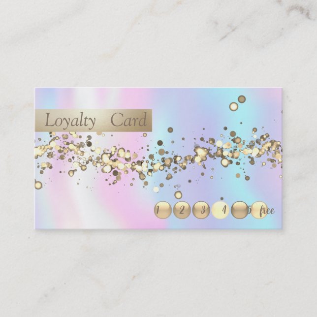 Moderne Holographic Gold Confetti Loyalty Card Treuekarte (Vorderseite)