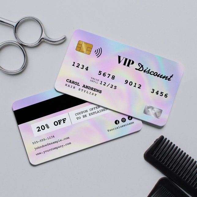 Moderne Holographic Hairstylist Credit Card VIP Rabattkarte (Von Creator hochgeladen)