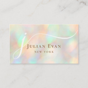 Moderne Holographic Luxe Script Aura Business Card Visitenkarte