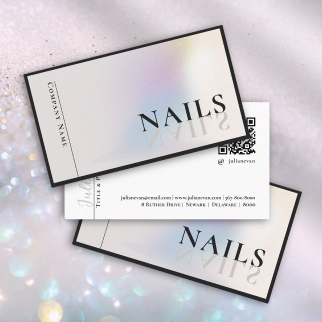 Moderne Holographic Nail Business Card Visitenkarte (Von Creator hochgeladen)