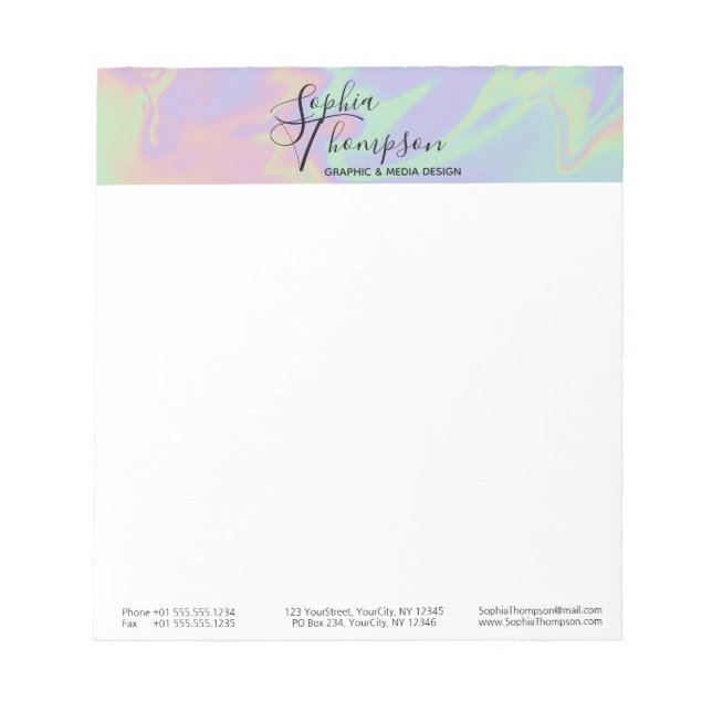 Moderne Holographic Script Rainbow Pastel - Notepa Notizblock (Vorderseite)