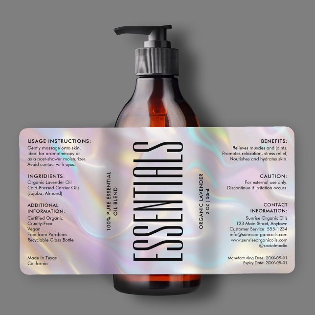 Moderne Holographische Körperbehandlungen (Modern Holographic Bath Body Beauty Ingredients Label
)