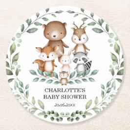 Moderne Holz-Grünanlage Tierbabydusche Dekoration Runder Pappuntersetzer