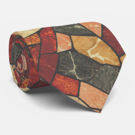 Moderne Holzkohle- und Terrakotta-Marmor-Mosaikste Krawatte