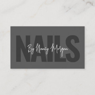 Moderne Holzkohlegrau-Typografie-Nageldesign Visitenkarte