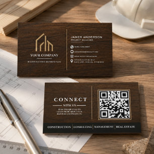 Moderne Holzkorn-QR-Code-Konstruktion Visitenkarte
