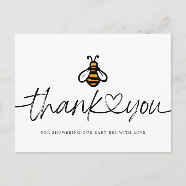 Moderne Honey Bee Baby Dusche Danke Postkarte (Vorderseite)