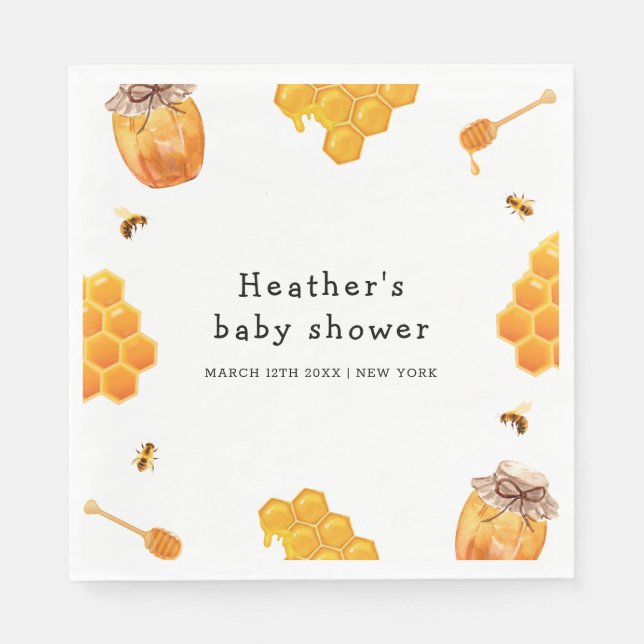 Moderne Honey Bumblebee Frame Baby Dusche Serviette (Vorderseite)