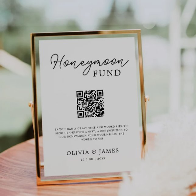 Moderne Honeymoon Fund QR Code Sign, Wedding Einladung (Modern Honeymoon Fund QR Code Sign, Wedding Invitation)