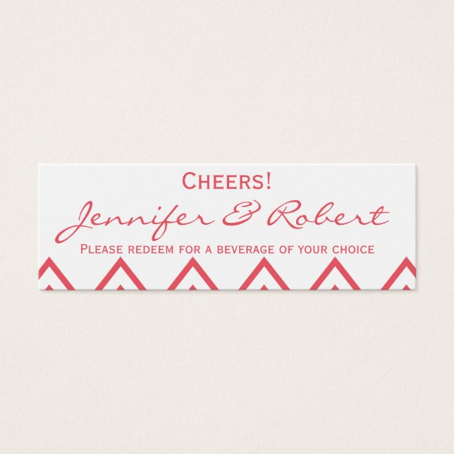 Moderne Honeysuckle Pink Zickzack Brautgetränke Ti (Vorderseite)