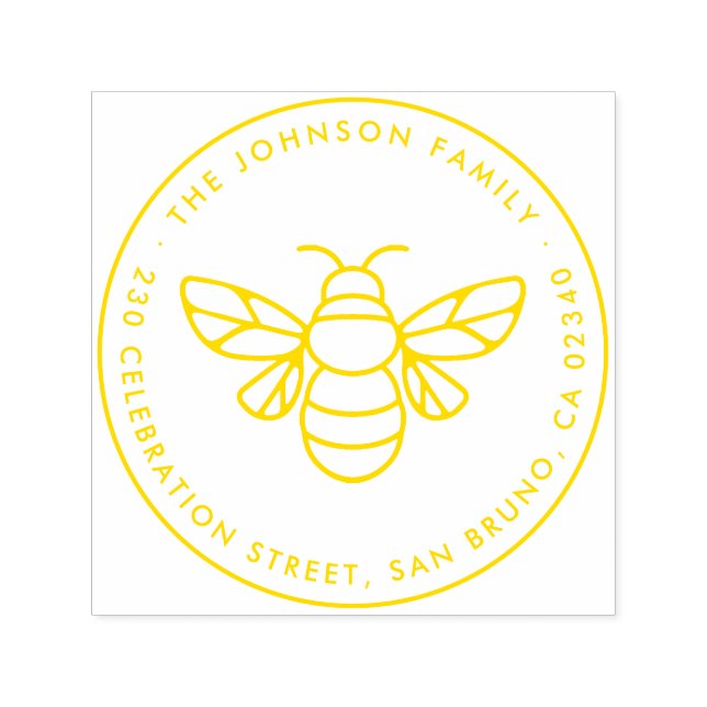 Moderne Honigbiene Name Runde Rücksendeadresse Permastempel (Design)