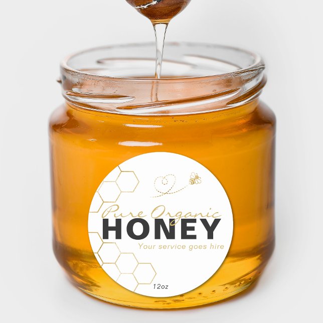 Moderne Honigbienen Runder Aufkleber (Modern Honey Gold Bees Honeycomb Classic Round Sticker)