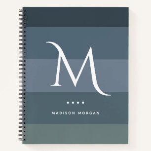 Moderne, horizontale, blaugraue Streifen Notizbuch