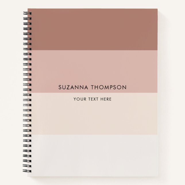 Moderne horizontale Streifen Beige braune Erdtöne Notizbuch (Vorderseite)