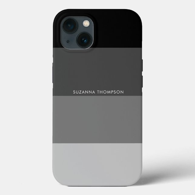 Moderne horizontale Streifen in Schwarz/Grau Case-Mate iPhone Hülle (Rückseite)