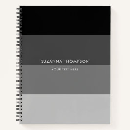 Moderne horizontale Streifen in Schwarz/Grau Notizbuch
