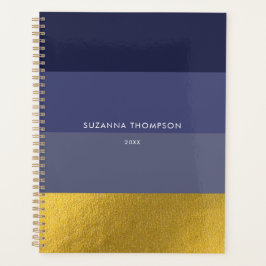 Moderne horizontale Streifen Navy Blue & Gold Foil Planer