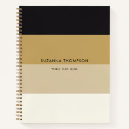 Moderne horizontale Streifen Schwarz-Gold Farbtöne Notizbuch