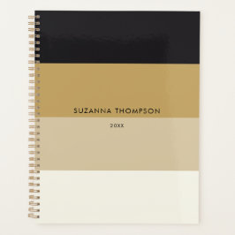 Moderne horizontale Streifen Schwarz-Gold Farbtöne Planer
