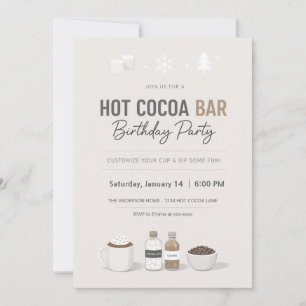 Moderne Hot-Cocoa-Bar-Geburtstagseinladung Einladung