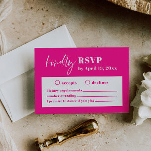Moderne Hot Pink Bold Wedding RSVP Enclosure Card Begleitkarte