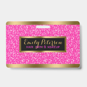 Moderne Hot Pink Faux Glitter Gold Akzente Ausweis