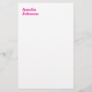 Moderne Hot Pink Name Minimalist Professional Briefpapier