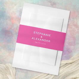 Moderne Hot-Pink-Namen Datum Hochzeit Einladungsbanderole