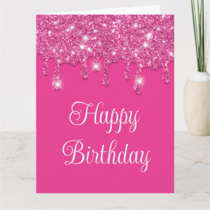 Moderne Hot Pink Tropfen Glitter Alles Gute zum Ge Karte