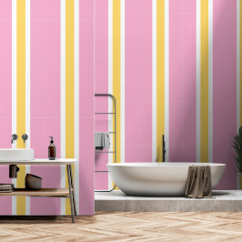 Moderne, Hübsch-rosa-gelbe Streifen Tapete