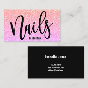 Moderne, hübsche, gürtelfarbene, ombre Glitzer Näg Visitenkarte