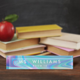 Moderne + Hübsche Imitate Irisierender Bürolehrer Namensplakette